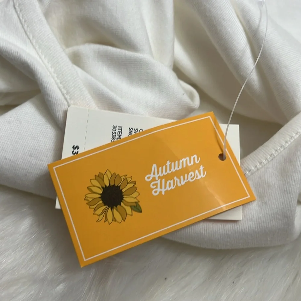 NWT Gymboree White Yellow Sunflower Embroidered Cotton Long Sleeve Tee